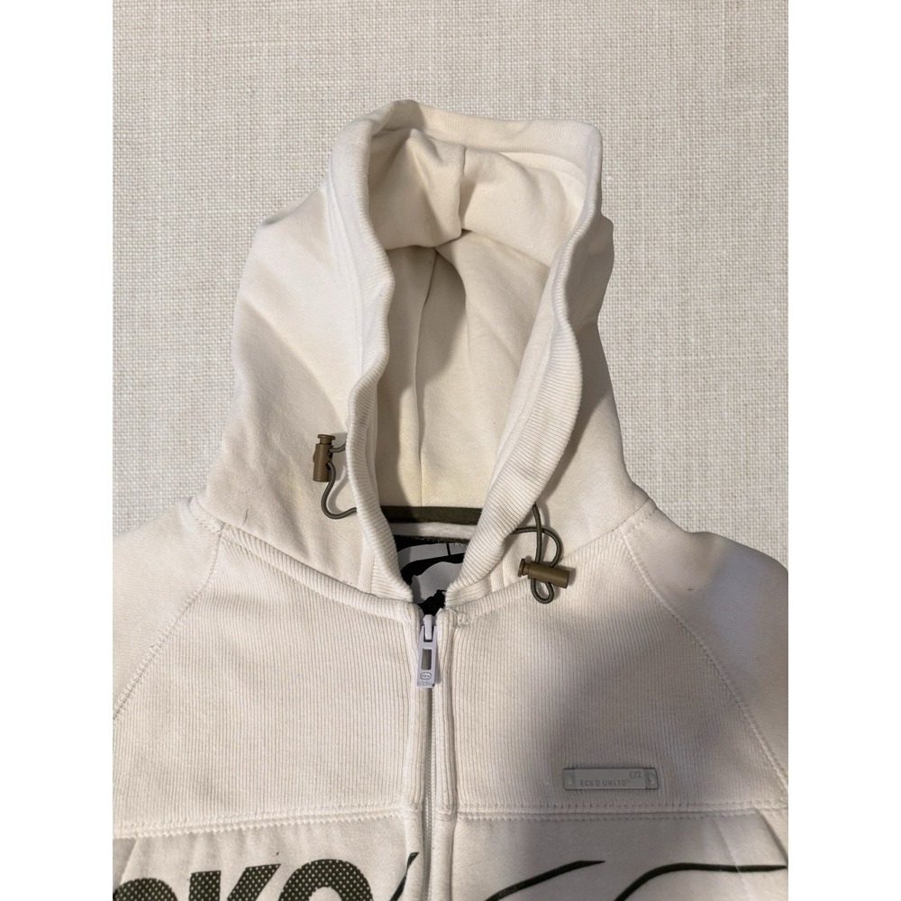 Ecko Unltd Vintage Full Zip Hoodie Sweatshirt Mens Large Ivory Streetwear - Picture 5 of 8